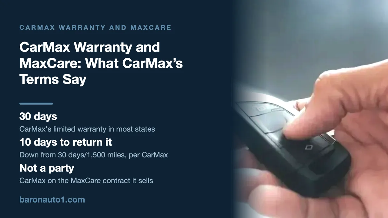 Brand panel beside a hand holding a car key fob, with a car's wheel blurred in the background