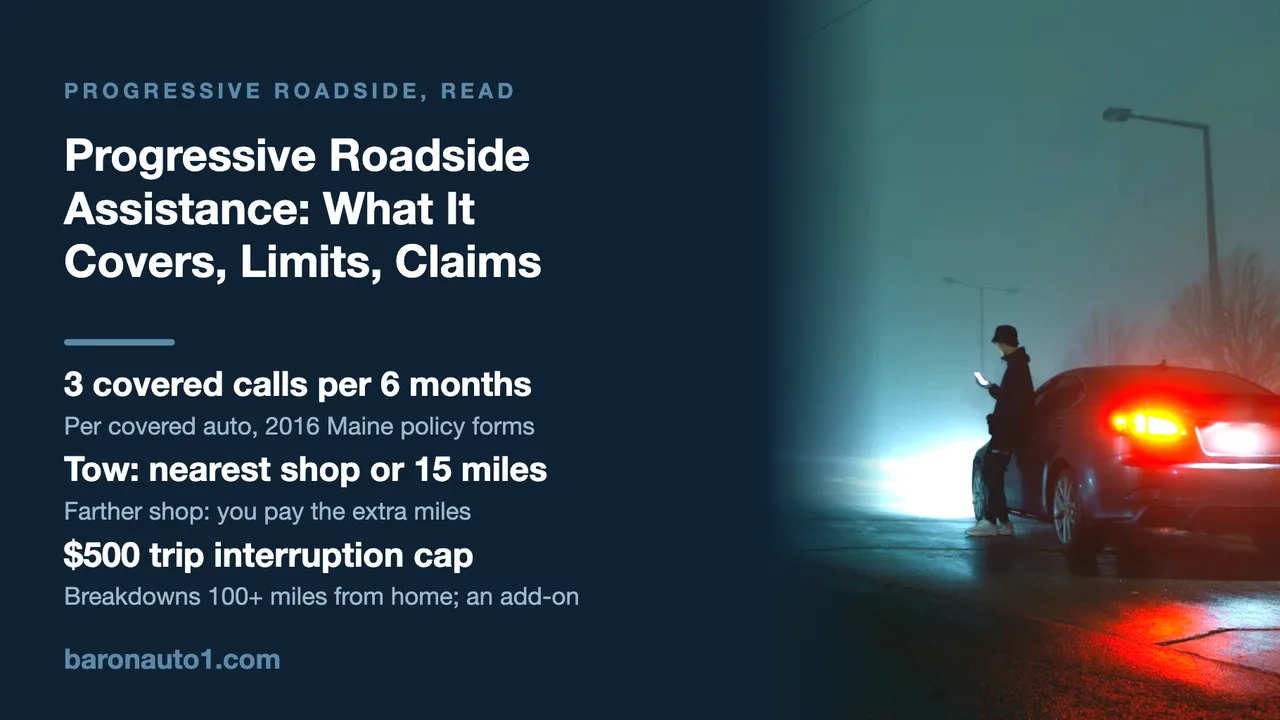 Brand panel beside a driver standing by a car stopped on a foggy road at night