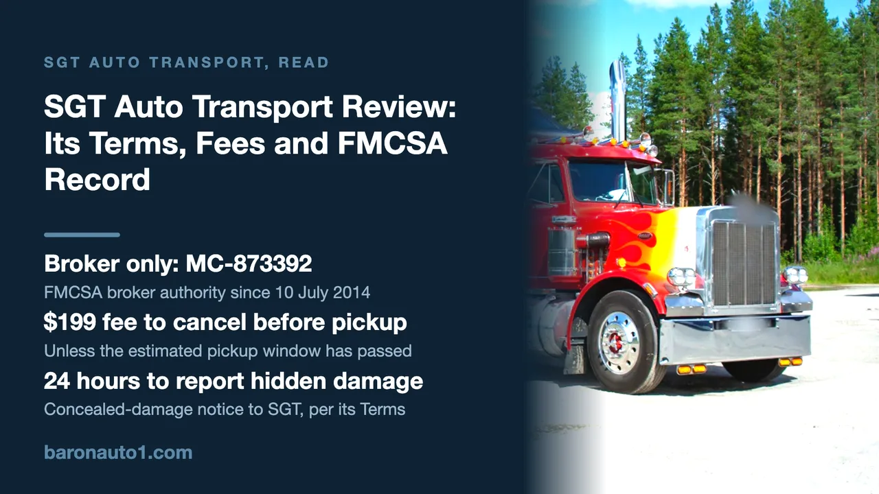 Brand panel beside an enclosed car-hauler truck